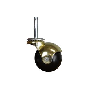 Everbilt 2 in. Black Rubber and Brass Hooded Ball Swivel Stem Caster, 80 lb. Load Rating (49516)