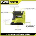 RYOBI (Tool Only) ONE+ 18V Cordless Corner Cat Finish Sander