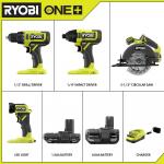 RYOBI ONE+ 18V Cordless 4-Tool Combo Kit with 1.5 Ah Battery, 4.0 Ah Battery, & Charger