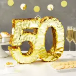 Sparkle and Bash 16 x 13.2 In - 50th Gold Foil Pita Party Decorations