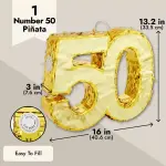 Sparkle and Bash 16 x 13.2 In - 50th Gold Foil Pita Party Decorations