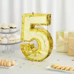 Juvale (15.5 x 10.5 x 3 In) Small Gold Foil Number 5 Pinata