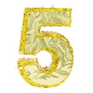 Juvale (15.5 x 10.5 x 3 In) Small Gold Foil Number 5 Pinata