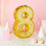 Juvale (17 x 11 x 3 In) Small Gold Foil Number 8 Pinata