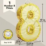 Juvale (17 x 11 x 3 In) Small Gold Foil Number 8 Pinata