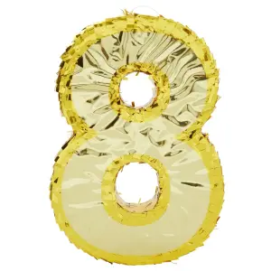 Juvale (17 x 11 x 3 In) Small Gold Foil Number 8 Pinata