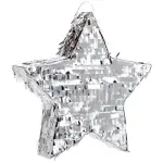 Sparkle and Bash (Small, 13 x 13 x 3 In) Silver Foil Star Pinata for Kids Birthday