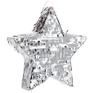 Sparkle and Bash (Small, 13 x 13 x 3 In) Silver Foil Star Pinata for Kids Birthday