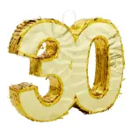 Sparkle and Bash (Small, 16.5 x 13 x 3 In) Gold Foil Number 30 Pinata