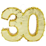 Sparkle and Bash (Small, 16.5 x 13 x 3 In) Gold Foil Number 30 Pinata