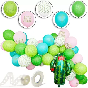 Blue Panda 50-Piece Latex Balloons Cactus-Themed Party