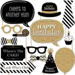 Big Dot of Happiness 20 Count Adult Happy Birthday - Gold Photo Booth Props Kit