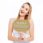 Big Dot of Happiness 20 Count Adult Happy Birthday - Gold Photo Booth Props Kit