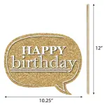 Big Dot of Happiness 20 Count Adult Happy Birthday - Gold Photo Booth Props Kit