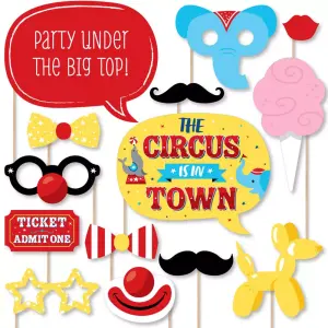 Big Dot of Happiness 20-Count Carnival - Step Right Up Circus Photo Booth Props Kit