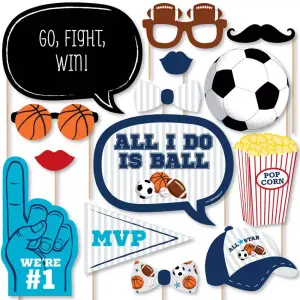 Big Dot of Happiness 20-Count Go, Fight, Win - Sports Photo Booth Props Kit