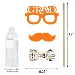 Big Dot of Happiness 20-Count Orange 2024 Graduation Party Photo Booth Props Kit