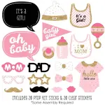 Big Dot of Happiness 20-Count Hello Little One - Pink and Gold - Girl Baby Shower Photo Booth Props Kit