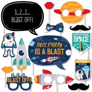 Big Dot of Happiness 20-Count Blast Off to Outer Space Photo Booth Props Kit