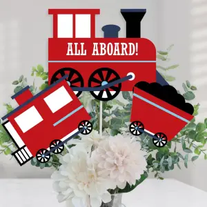 Big Dot of Happiness15-Set Railroad Party Crossing Centerpiece Sticks