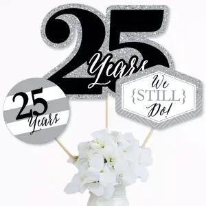 Big Dot of Happiness 15-Set We Still Do - 25th Wedding Anniversary Centerpiece Sticks