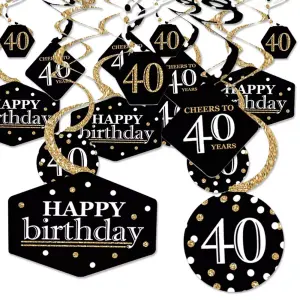 Big Dot of Happiness40-Set Adult 40th Birthday - Gold