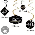 Big Dot of Happiness40-Set Adult 40th Birthday - Gold