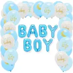 Blue Panda 43 Pieces Blue Baby Boy Balloons