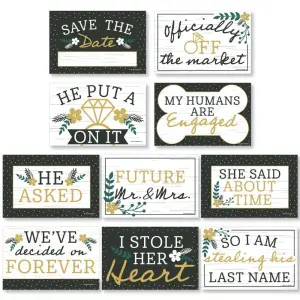 Big Dot of Happiness 10-Piece - She Said Yes Photo Prop Signs