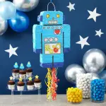 Blue Panda(17 x 11 x 3 In) - Juvale Pull String Robot Pinata Party Decorations