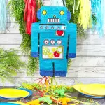 Blue Panda(17 x 11 x 3 In) - Juvale Pull String Robot Pinata Party Decorations