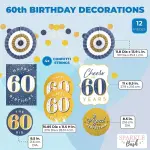 Sparkle and Bash 12-Piece 60th Birthday Party Decoration Pack