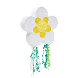 Blue Panda (13 x 13 x 3 In) Small Pull String Daisy Pinata for Spring Flower Birthday Party Decorations