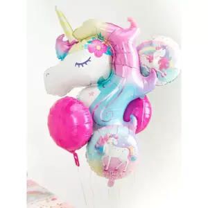 Anagram5-Pack Enchanted Unicorn Birthday Balloon Bouquet