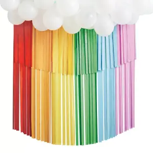 Spritz39 Pcs Rainbow Tiered Backdrop with Balloon Garland