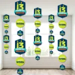 Big Dot of Happiness 30 Pieces - Boy 13th Birthday DIY Dangler Backdrop