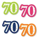 Big Dot of Happiness 24-Count 70th Birthday - Cheerful Happy Birthday Shaped Cut Outs