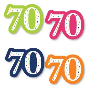 Big Dot of Happiness 24-Count 70th Birthday - Cheerful Happy Birthday Shaped Cut Outs