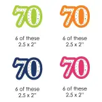 Big Dot of Happiness 24-Count 70th Birthday - Cheerful Happy Birthday Shaped Cut Outs