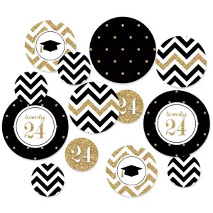 Big Dot of Happiness 27-Count Large Confetti - 2024 Gold Graduation Party Giant Circle Confetti - Party Decorations