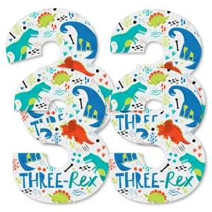 Big Dot of Happiness 20-Set 3rd Birthday Roar Dinosaur - DIY Shaped Cut-Outs