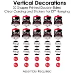 Big Dot of Happiness 30-Piece Red Graduation Party DIY Dangler Backdrop - Hanging Vertical Decorations