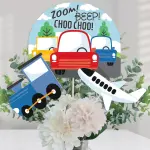 Big Dot of Happiness 15-Set Cars, Trains, and Airplanes - Transportation Birthday Party Centerpiece Sticks - Table Toppers