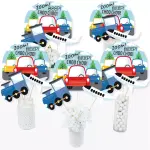 Big Dot of Happiness 15-Set Cars, Trains, and Airplanes - Transportation Birthday Party Centerpiece Sticks - Table Toppers