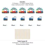 Big Dot of Happiness 15-Set Cars, Trains, and Airplanes - Transportation Birthday Party Centerpiece Sticks - Table Toppers