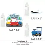 Big Dot of Happiness 15-Set Cars, Trains, and Airplanes - Transportation Birthday Party Centerpiece Sticks - Table Toppers