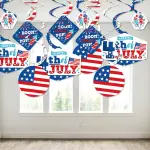 Big Dot of Happiness 40-Set Firecracker 4th of July - Party Hanging Decor