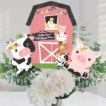 Big Dot of Happiness 15-Set Girl Farm Animals Centerpiece Sticks