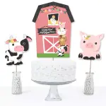 Big Dot of Happiness 15-Set Girl Farm Animals Centerpiece Sticks