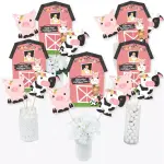 Big Dot of Happiness 15-Set Girl Farm Animals Centerpiece Sticks